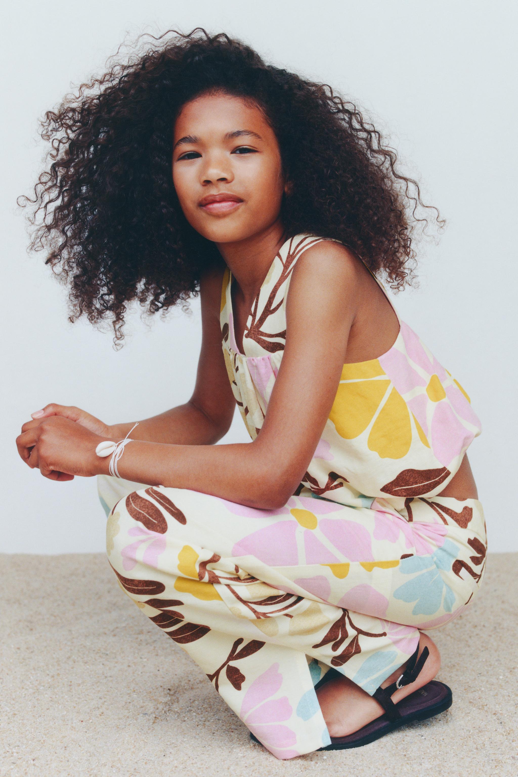 FLORAL PRINT LINEN PANTS